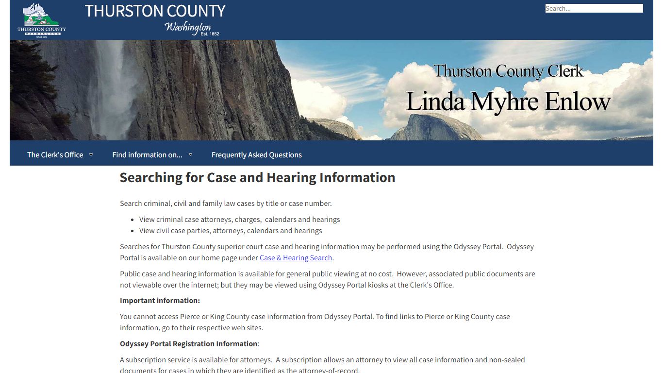 Thurston County | Clerk | Searching for Case and Hearing ...